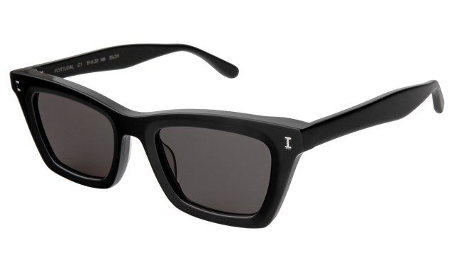 Portugal Sunglasses side view in Black / Grey Flat