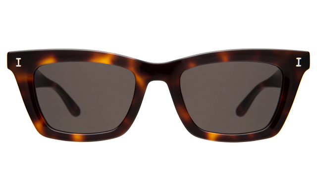 Portugal Sunglasses front view in Havana with Grey Flat