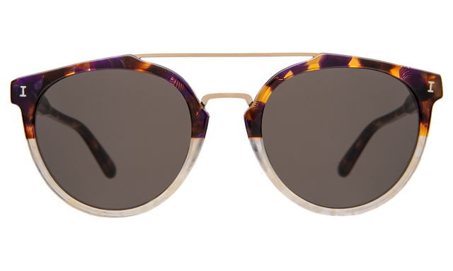 Puglia Sunglasses in H/H Rum Raisin Bone/Gold with Grey Flat