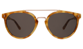 Front view of Puglia Sunglasses in Amber/Rose Gold/Grey Flat