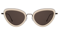 Front view of Rebecca Ace Sunglasses in Cream/Matte Gunmetal/Grey