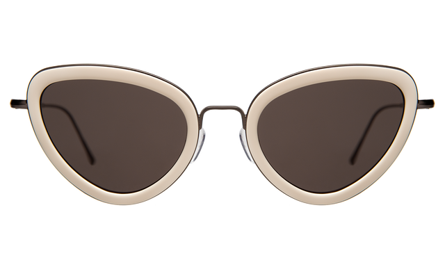  Rebecca Ace Sunglasses front view in Cream with Matte Gunmetal