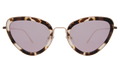 Front view of Rebecca Ace Sunglasses in White Tortoise/Rose Gold/Bright Rose Mirror