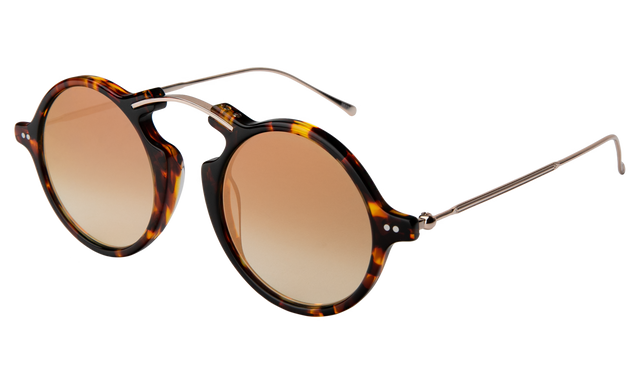 Roma II Sunglasses Side Profile in Star Tortoise / Gold Flat Mirror Gradient