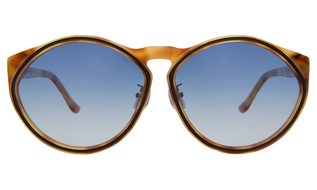 Sandie Sunglasses front view in Amber with Blue Flat Gradient