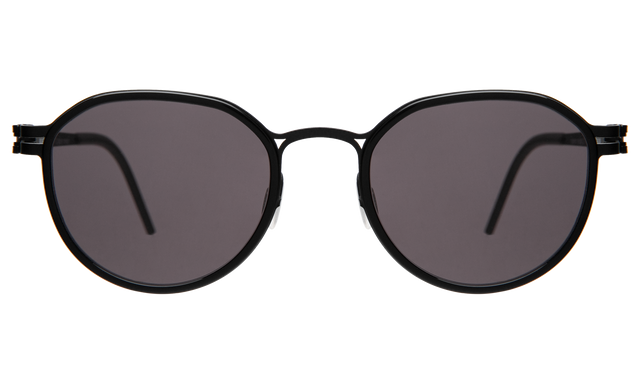 Tompkins Titanium Sunglasses front view in Black/Matte Black with Grey