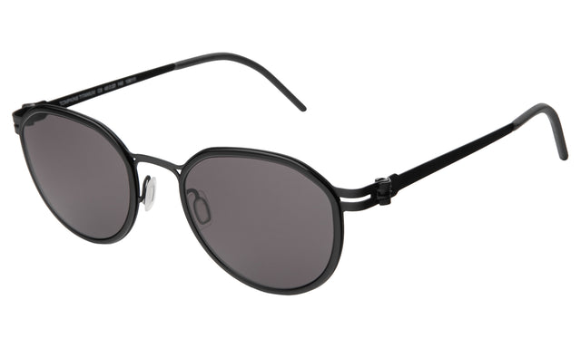 Tompkins Titanium Sunglasses side view in Black/Matte Black / Grey