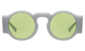 Front view of Waston Sunglasses in Matte Light Grey/Green See Through