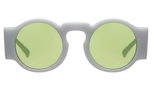 Waston Sunglasses front view in Matte Light Grey with Green See Through