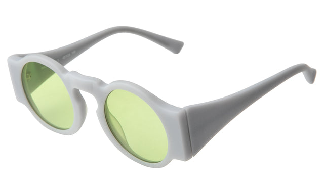 Waston Sunglasses side view in Matte Light Grey / Green See Through