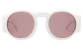 Front view of Waston Sunglasses in White/Dusty Pink See Through