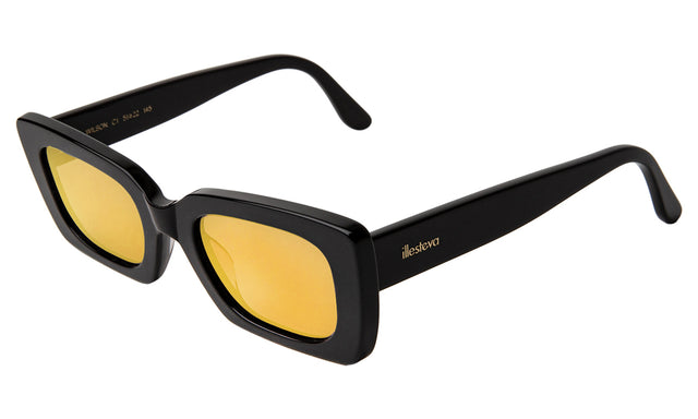 Wilson Sunglasses Side Profile in Black / Honey Flat See Through