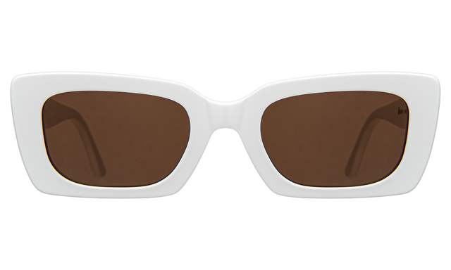 Wilson Sunglasses in White with Brown Flat