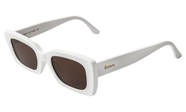 Wilson Sunglasses Side Profile in White / Brown Flat