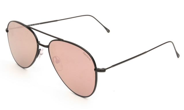 Wooster Sunglasses Side Profile in Black / Bright Rose Flat Mirror