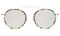 Front view of Wynwood Ace Sunglasses in White Tortoise/Gold/Silver Flat Mirror