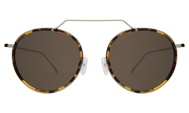 Wynwood Ace Sunglasses front view in Tortoise/Silver with Grey Flat