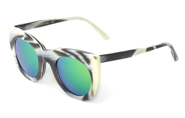  Boca Sunglasses side view in Horn / Green Mirror