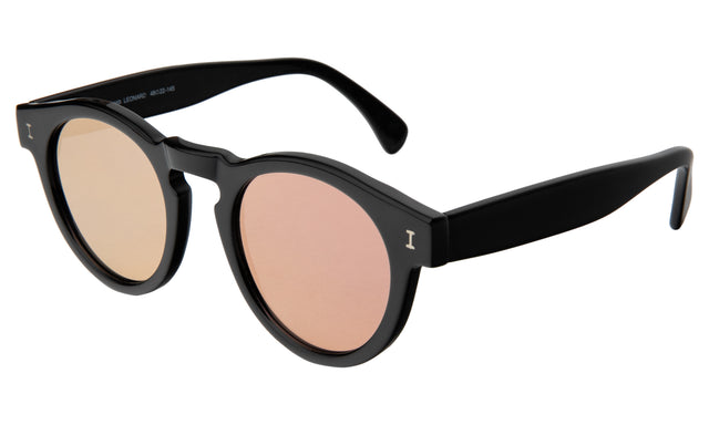 Leonard (Flex Hinge) Sunglasses Side Profile in Black Bordeaux Flat Mirror