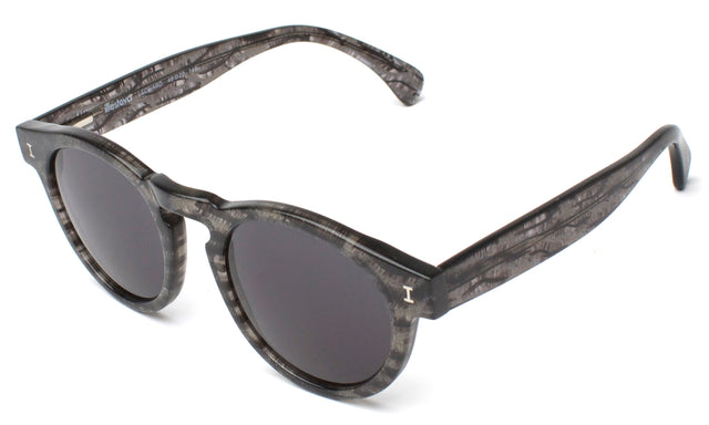 Leonard (Classic Flex Hinge) Sunglasses Side Profile in Black Frost / Grey